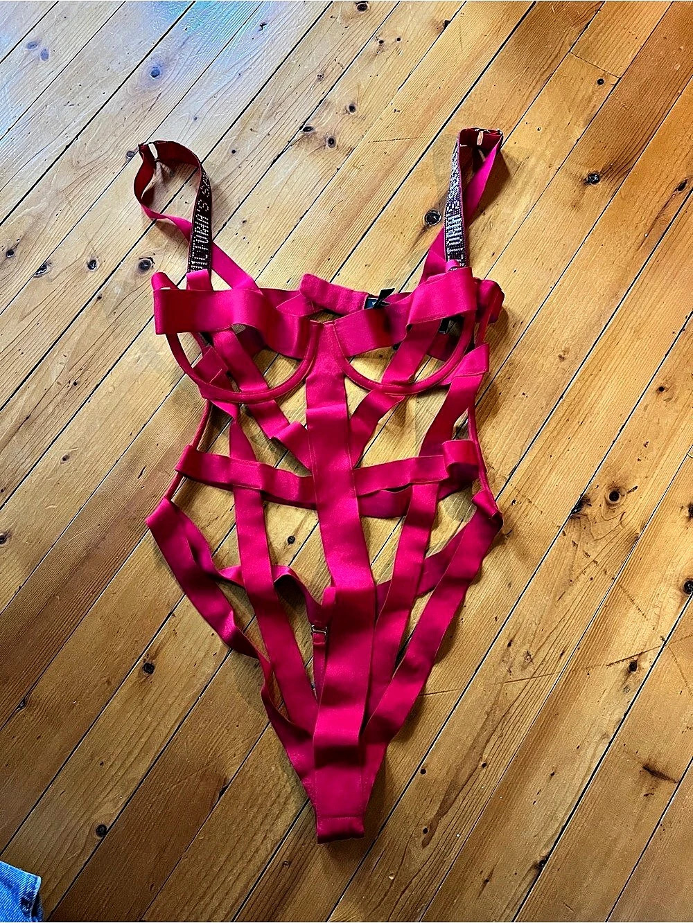 Victoria's Secret Very Sexy Shine Strap Luxe Strappy Banded Caged Teddy in M